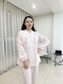 家の時(shí)光（Ht-home）月子服夏季薄款產(chǎn)后孕婦睡衣兩件套哺乳衣產(chǎn)婦女待產(chǎn)懷孕期家居服 牡丹粉*上衣+褲子 L     建議125~145斤左右穿著(zhù) 曬單實(shí)拍圖