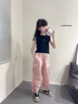 女童夏裝工裝褲甜酷炸街女孩時尚寬松闊腿褲大童薄款速干防蚊長褲 粉色褲子--薄款 150cm 曬單實拍圖
