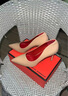 惠奴比新款小個(gè)子氣質(zhì)紅底裸色高跟鞋女尖頭漆皮細跟單鞋 淺裸色杏色內里紅底[] 8cm 40 【不累.腳】 曬單實(shí)拍圖