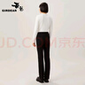 哥弟（GIRDEAR）女裝通勤風(fēng)直筒彈力小黑正裝西褲女1100454 黑 XL (5碼) 曬單實(shí)拍圖