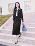 香影氣質(zhì)一整套穿搭女2025春秋新款黑色上衣半身裙大方得體兩件套 黑色 M 曬單實(shí)拍圖