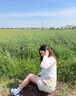 小野七天西裝短褲女夏季薄款高腰顯瘦寬松直筒休閑中褲闊腿五分褲子 米白色 M 曬單實(shí)拍圖