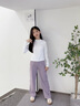 moonkids女童T恤速干運(yùn)動衣2025秋裝新款瑜伽跑步上衣兒童長袖春秋中大童t 19579白色上衣+15150紫色闊腿褲 170 cm 曬單實(shí)拍圖