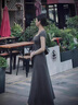 衣然呈品法式時(shí)尚收腰連衣裙女夏季新款高級(jí)感氣質(zhì)純色時(shí)尚個(gè)性長(zhǎng)裙子女 深灰色 M 【建議90-110斤】 曬單實(shí)拍圖