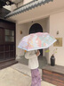 瑪麗亞·古琦（MARJA KURKI）黑膠太陽(yáng)傘防紫外線(xiàn) 晴雨傘輕便防曬遮陽(yáng)傘印花三折雨傘 花趣 紫色 8骨 曬單實(shí)拍圖