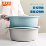 禧天龍塑料加厚臉盆家用多功能盆子洗臉洗腳蔬果衣物可愛(ài)小熊印花盆 【磨砂工藝】灰白36厘米單個(gè)裝 曬單實(shí)拍圖