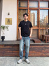 卡賓（CABBEEN）【寬松純棉】復(fù)古牛仔褲男2025夏季新款刺繡cleanfit直筒長(zhǎng)褲 蔚藍(lán)色47 31 /175/L 曬單實(shí)拍圖