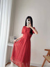 clotho Rennie品牌女裝小個(gè)子連衣裙女中長(zhǎng)款2025夏季新款韓版氣質(zhì)減齡收腰顯瘦 漿果紅 M 曬單實(shí)拍圖
