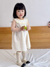 幼歌（YOUGE）【50支水洗棉】夏季嬰幼兒甜美純色無(wú)袖公主刺繡全棉連衣裙 米白 90 cm 曬單實(shí)拍圖