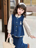 G.DUCKKIDS小黃鴨童裝女童春裝牛仔套裝2025新款洋氣牛仔三件套寶寶春秋衣服 深藍(lán)色牛仔三件套 130 (建議115-125cm 5.2-7周歲) 曬單實(shí)拍圖