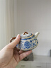四方亭汝窯石瓢壺大號茶壺單壺高檔輕奢家用泡茶壺茶具青花瓷汝瓷中式 蔚藍青花茶壺-石瓢 180mL-250mL 曬單實(shí)拍圖