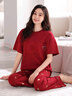 美即萊（MEIJILAI）睡衣女夏季純棉短袖長(cháng)褲紅色本命年薄款夏天全棉女士家居服套裝 27006 XL（身高165-170體重120-140） 曬單實(shí)拍圖