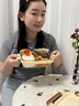 科羅恩（CNCROWN）玻璃飯盒可微波爐加熱專用分隔便當(dāng)盒學(xué)生上班族密封保鮮盒 奶黃色兩分隔1000ML 曬單實(shí)拍圖