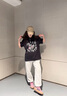 MARDI韓版休閑小眾棉質(zhì)短袖2025夏季新款設(shè)計感鎖鏈花印花T恤上衣 W104 黑色 均碼 曬單實拍圖