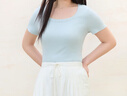 獨束大碼女裝簡(jiǎn)約“瘦瘦T”V領(lǐng)修身上衣2025夏季新款簡(jiǎn)約百搭T恤 冰晶藍（U領(lǐng)） 3XL （尺碼：5） 曬單實(shí)拍圖
