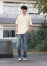 NYING短袖polo衫男25夏季新款港風潮牌麥穗紋重磅體恤寬松翻領半袖上衣 杏色 XL （130-150斤） 曬單實拍圖