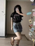 VEOX辣妹復古牛仔裙半身裙女秋冬新款a字半裙高腰小個子包臀短裙子 復古藍 S [80斤-95斤] 曬單實拍圖