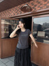 LAGOGO壓褶肌理感半身裙女拉谷谷2025春夏新款松緊高腰氣質(zhì)黑裙子 黑色 L 曬單實(shí)拍圖