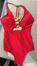 GIOIO泳衣女度假時(shí)尚連體性感復古港風(fēng)紅色辣妹深V美背顯瘦遮肚泡溫泉 性感港風(fēng)紅色L碼90-120斤 曬單實(shí)拍圖