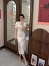 Carl Beck品牌法式高跟鞋女粗跟配旗袍2025春季新款百搭氣質(zhì)復(fù)古方頭單鞋女 裸色 7cm 34 曬單實(shí)拍圖