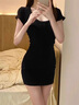 莫代爾辣妹純欲連衣裙女2025夏季新款時尚收腰顯瘦潮流包臀薄款透氣短裙 黑色 L 105-115斤 曬單實拍圖