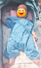 【夏季牛仔爬服】嬰幼兒衣服連身薄款短袖牛仔爬服 寶藍(lán)色 圓領(lǐng)牛仔哈衣 80cm （16-22斤） 曬單實(shí)拍圖