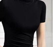 鉑朗尼奧莫代爾高領(lǐng)短袖女高領(lǐng)短袖上衣女2024春秋新款洋氣半袖背心t恤黑 黑色[高領(lǐng)短袖不掉色不起 S[90斤以下 均碼 曬單實(shí)拍圖