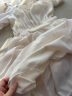 FOX.G小香風連衣裙女純欲夏季裙子衣服女裝沙灘裙海邊穿搭氣質長裙女裙 收腰不規則甜美長裙米白色 L 【建議120-130】 曬單實拍圖