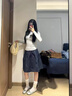 FSHE日系半身裙女春夏季2025年新款高級感學(xué)院風(fēng)半裙高腰傘裙a字短裙 藏青色 L 曬單實拍圖