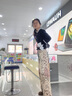 UR【鐘楚曦同款】2025春季新款女裝腰果花闊腿休閑長褲UYL850045 淺卡其色印花 27 曬單實拍圖
