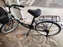 永久（FOREVER）城市休閑代步自行車(chē)女式低跨度男女學(xué)生通勤車(chē)單速大容量車(chē)籃單車(chē) 24寸實(shí)心胎 黑色 曬單實(shí)拍圖