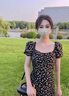 FSHE法式感黑色方領(lǐng)碎花連衣裙子女2025秋季新款氣質(zhì)收腰開叉長裙 【黑色】純欲少女風(fēng)淺春穿搭/御 L 55/60kg 曬單實拍圖