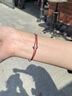紅色年輪18K金轉運珠手鏈au750紅繩轉運珠極細編繩手鏈男女情侶款 紅繩款 曬單實(shí)拍圖