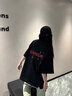 一寸相思黑色短袖t恤女夏季純棉歐貨大碼百搭體恤2025新款爆款小個(gè)子上衣 黑色-煙花 L (100-110斤） 曬單實(shí)拍圖