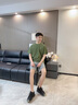 卡賓（CABBEEN）【索羅娜涼感】短袖男士T恤印繡工藝潮流時(shí)尚夏季短袖T恤男裝 草綠色58 XL /180/52 曬單實(shí)拍圖