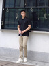 BOSS博斯【七夕節(jié)禮物】【珠地布】男士夏徽標(biāo)貼片彈力修身短袖Polo衫 001-黑色 L 曬單實(shí)拍圖