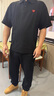 查爾斯桃心夏季基礎(chǔ)翻領(lǐng)愛心刺繡寬松休閑情侶百搭短袖polo衫 黑色 L  曬單實(shí)拍圖