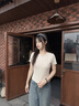 三槍涼感抗菌短袖圓領(lǐng)女T恤正肩高彈羅紋短款女生純棉打底衫 曬單實(shí)拍圖