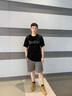 夏季新款運(yùn)動(dòng)休閑寬松直筒美式透氣五分褲男士潮流百搭籃球短褲 灰色 【K180】 2XL 曬單實(shí)拍圖