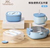英氏（YEEHOO）嬰兒輔食碗套裝316食品級兒童餐具帶吸管叉勺零食碗牛奶杯喝湯碗 藍色五件套 曬單實(shí)拍圖