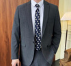 羅蒙（ROMON）條紋西服套裝男兩件套修身新郎結婚禮服商務(wù)職業(yè)正裝小西裝外套男 深灰色 (西服+褲子) XL 參考125-140左右 曬單實(shí)拍圖