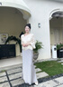 納薇（naivee）春夏季氣質(zhì)垂感修身通勤魚(yú)尾半身裙女優(yōu)雅包臀長(zhǎng)款流光半裙設(shè)計(jì)感 淺灰（及地款） L 曬單實(shí)拍圖
