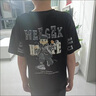 斯睿霖Xin'S欣男裝新款潮牌發(fā)泡彩繪刺繡痞帥時尚休閑男士短袖哪吒T恤潮 黑色 XL 140155斤 曬單實拍圖