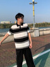 卡賓（CABBEEN）【肌理感提花】男裝 黑白寬條紋短袖翻領T恤polo衫 年輕醒目 漂白色02 L /175/50 曬單實拍圖