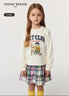 Teenie Weenie Kids小熊童裝25年款女童學(xué)院假兩件格紋拼接衛(wèi)衣裙 象牙白 140cm 曬單實拍圖