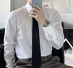 THOM BEAUTY襯衫男長(cháng)袖春秋季高級感商務(wù)修身撞色休閑免燙易打理襯衣刺繡上衣 白色（暗扣）門(mén)筒字母e M /170/39(建議60-70kg) 曬單實(shí)拍圖