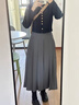 巧丂灰色西裝半身裙女春秋季2025新款高腰顯瘦a字中長(cháng)款百褶裙學(xué)院風(fēng) 灰色-西裝款 （送腰帶） M 曬單實(shí)拍圖