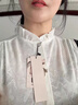 VEOX法式花邊內(nèi)搭襯衫領無袖襯衣女西裝打底衫洋氣背心寬松精紡上衣 白色:楓葉 M :85-105斤 曬單實拍圖