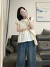 唐思薇法式氣質(zhì)小飛袖襯衣寬松上衣女夏季小衫設(shè)計感小眾短袖襯衫娃娃衫 上衣 M 50/55kg 曬單實拍圖