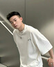 NEW OR MODE美式重磅純棉T恤短袖男裝oversize大碼夏季新款五分半袖潮牌衣服 黑色 XL 曬單實拍圖